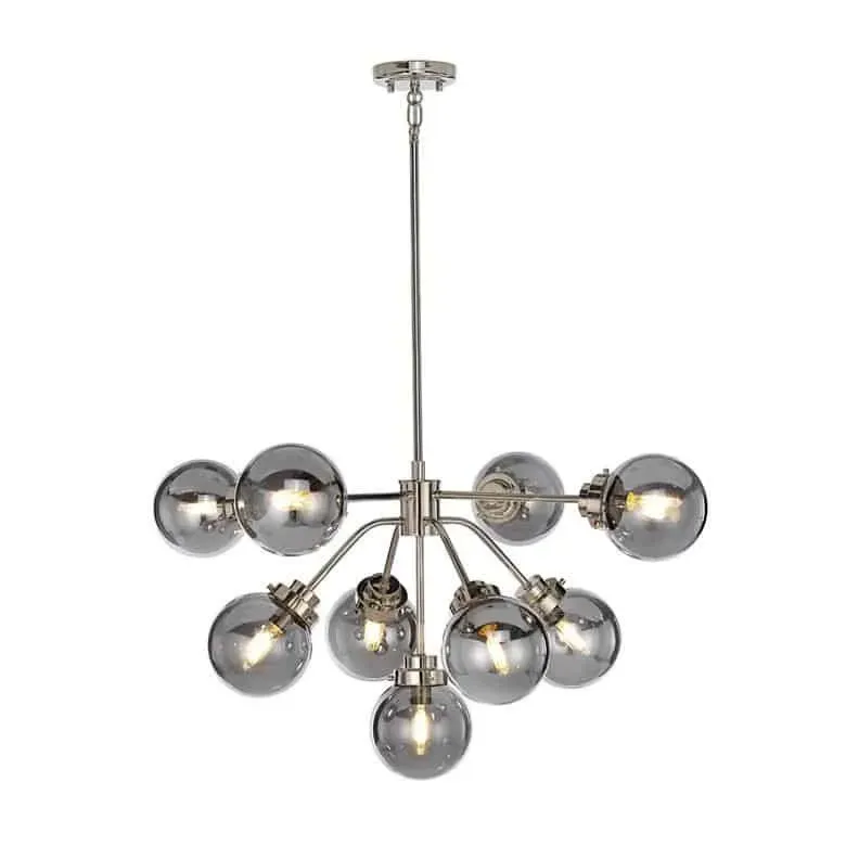 Żyrandol metalowy srebrny z 9 dymionymi kulami KULA9 z serii KULA - Elstead Lighting Ostatnie sztuki