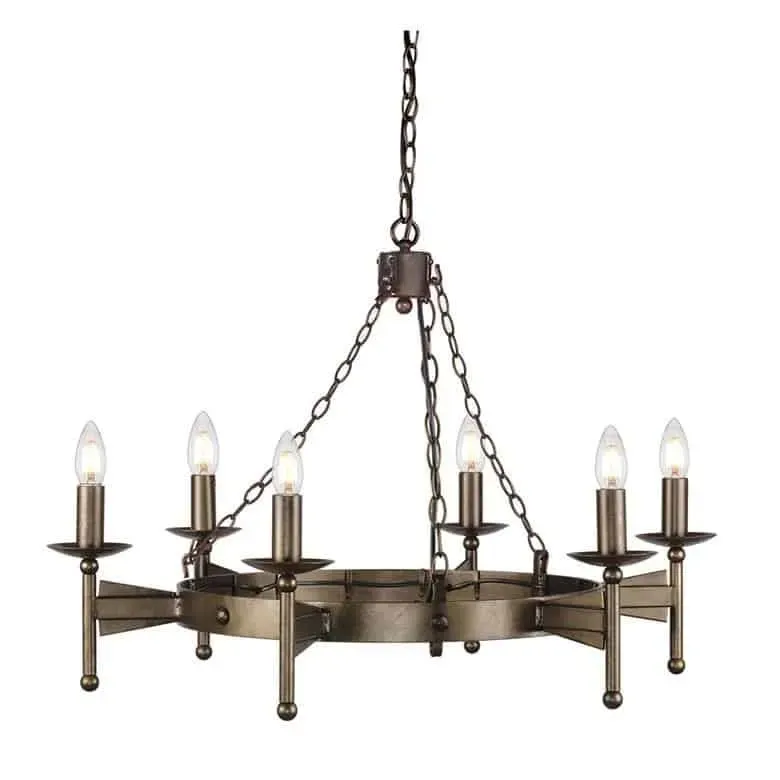 Żyrandol metalowy brązowy 6-punktowy CW6-OLD-BRZ z serii Cromwell - Elstead Lighting Tylko do końca tygodnia