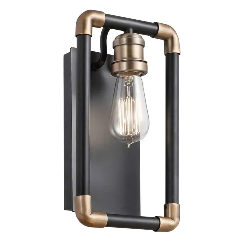 Kinkiet loft czarny z mosiądzem KL/IMAHN1 z serii IMAHN - Elstead Lighting Wyprzedaż