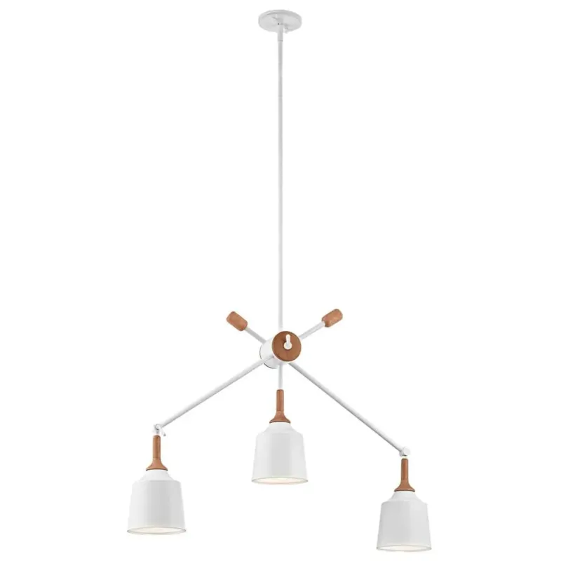 Lampa wisząca biała metalowa z drewnem 3-punktowa DANIKA3 z serii DANIKA - Elstead Lighting Nowość