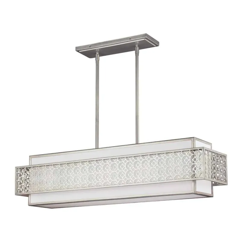 Łatwy zwrot Lampa wisząca metalowa biało-srebrna 5-punktowa FE/KENNEY/ISLE z serii KENNEY ISLE - Elstead Lighting
