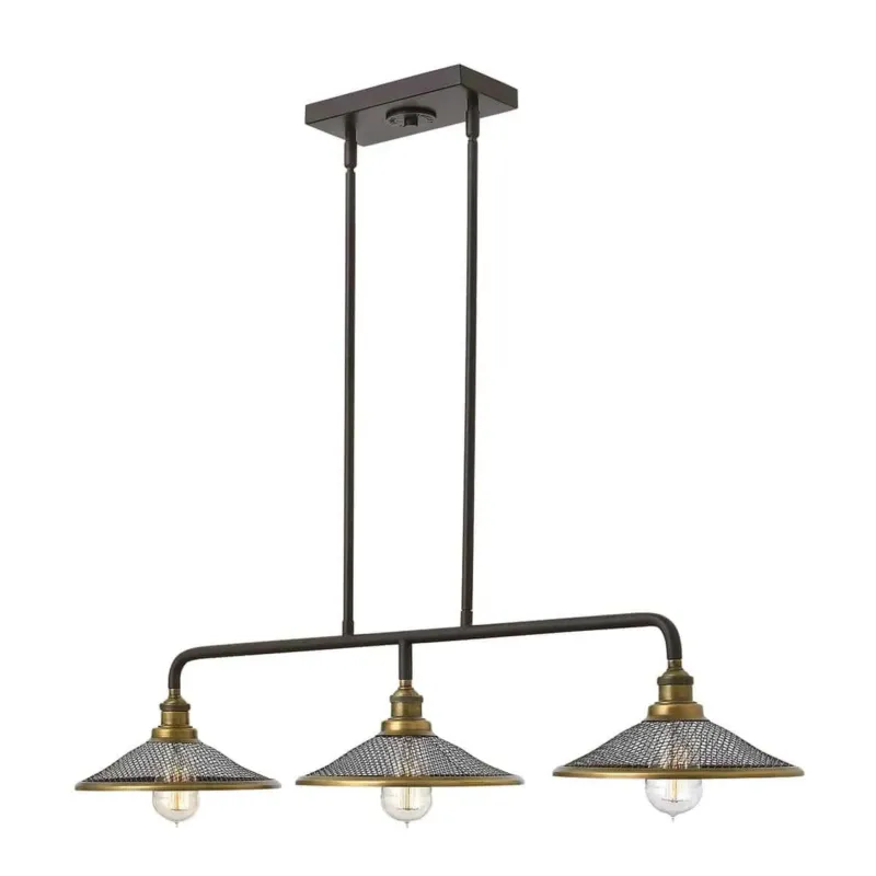 Lampa wisząca metalowa brązowo-mosiężna 3-punktowa HK/RIGBY/ISLE KZ z serii RIGBY - Elstead Lighting Hit sprzedaży