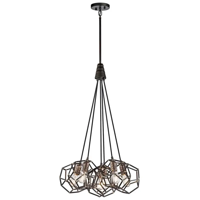 Ostatnie sztuki Lampa wisząca metalowa czarna 6-punktowa ROCKLYN6 RS z serii ROCKLYN - Elstead Lighting