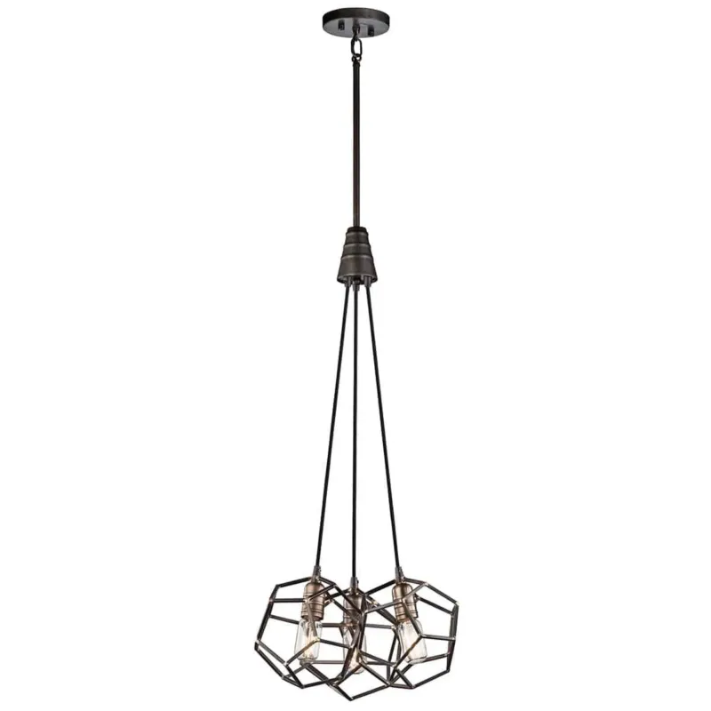 Lampa wisząca metalowa czarno-mosiężna 3-punktowa ROCKLYN3 RS z serii ROCKLYN - Elstead Lighting Ostatnia szansa