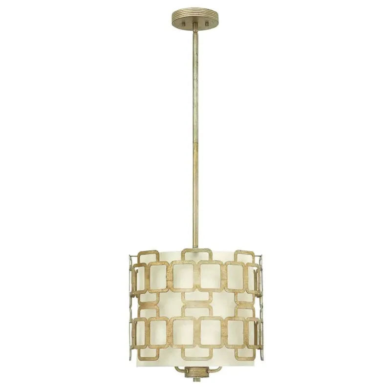 Hit cenowy Lampa wisząca metalowa srebrna z abażurem ecru HK/SABINA/3P z serii SABINA - Elstead Lighting