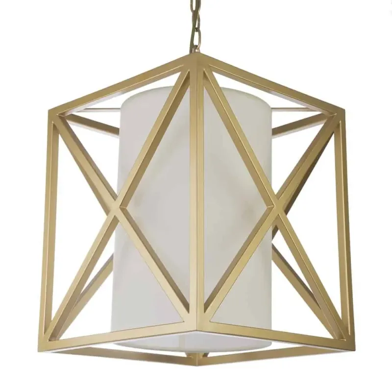 Nowość Lampa wisząca złota metalowa z białym abażurem P01403AU-WH z serii NEW YORK - Cosmo Light