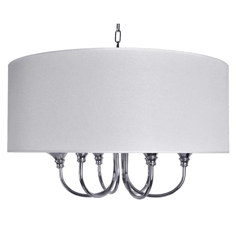 Lampa wisząca 6-punktowa biała z tkaniny chrom P06512CH-WH z serii ABU DHABI - Cosmo Light Szybka wysyłka
