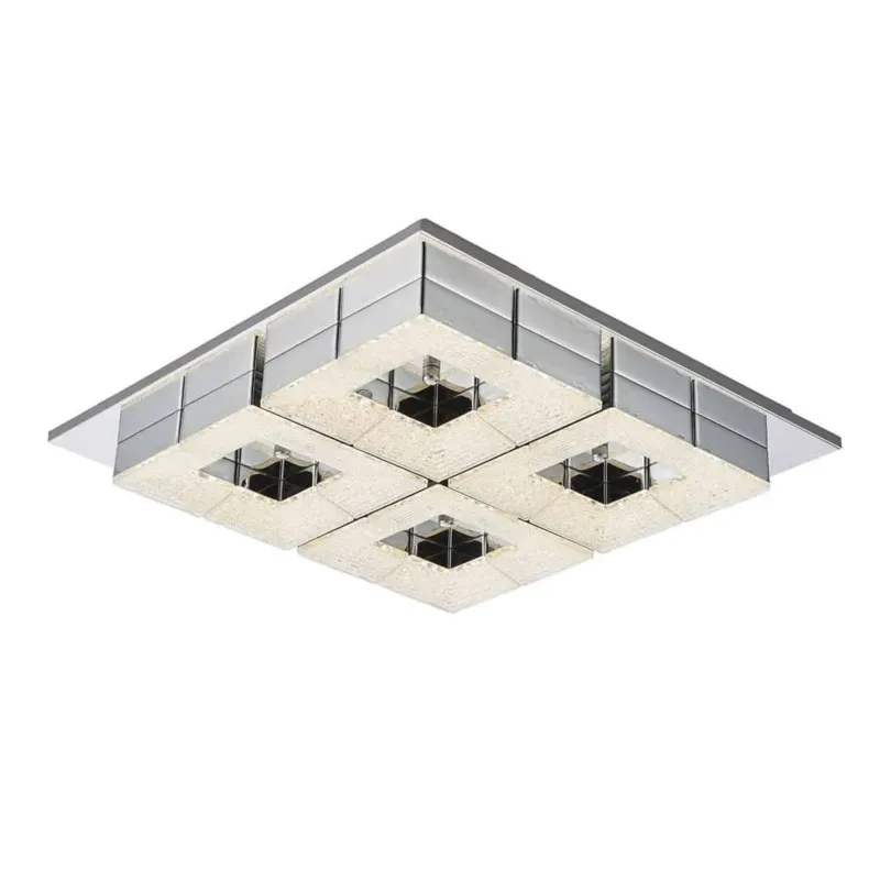 Plafon LED kwadratowy szklany chromowany 45cm MX15081-4B-48W z serii CLARISE - Lampy Italux Ostatnia szansa