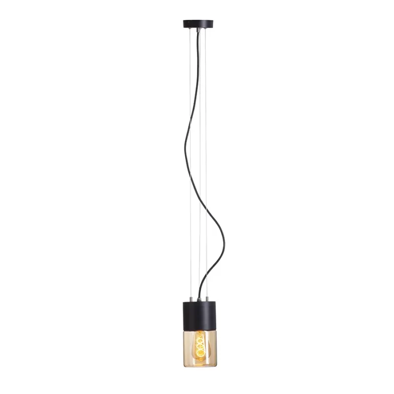 Lampa wisząca zewnętrzna czarna ze szkłem bursztynowym 21cm R14130 - Rendl Taniej