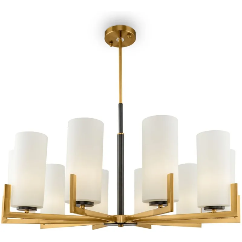 Cena promocyjna Żyrandol szklany hampton Fortano X 86cm biały/ czarny / mosiężny Maytoni