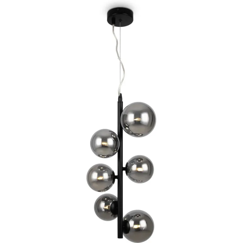 Kup teraz Lampa wisząca pionowa 6 szklanych kul Dallas 29cm szkło dymione / czarny Maytoni