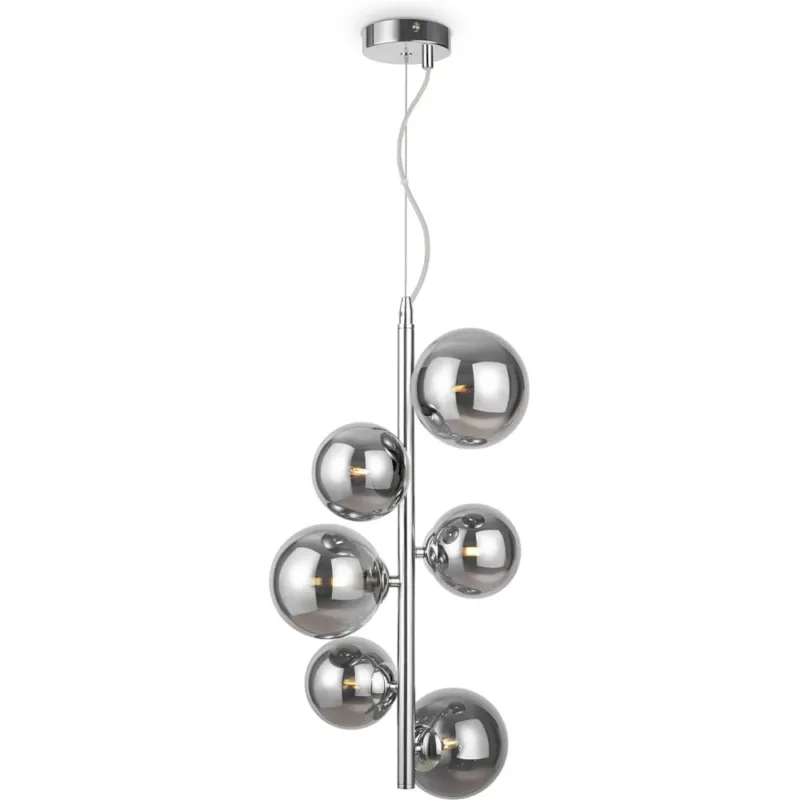 Lampa wisząca pionowa 6 szklanych kul Dallas 29cm szkło dymione / chrom Maytoni Darmowy zwrot