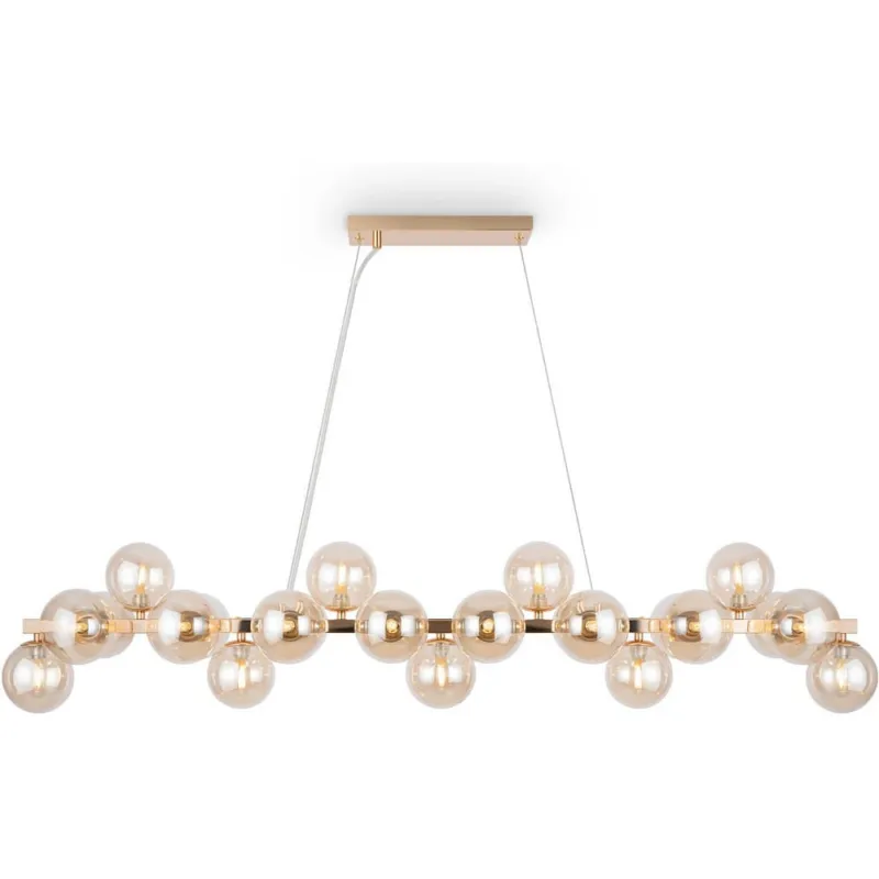 Lampa wisząca podłużna szklane kule Dallas XXV 123,5cm bursztynowy / złoty Maytoni Szybka dostawa