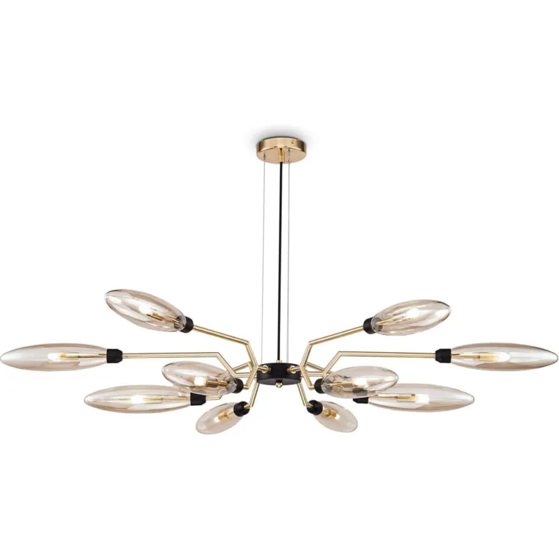 Niska cena Lampa wisząca szklana designerska Ventura 127cm bursztynowo-złota Maytoni