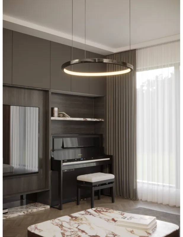 Lampa wisząca ring ściemniana Cayenne LED 60cm czarny szczotkowany MaxLight Hit cenowy