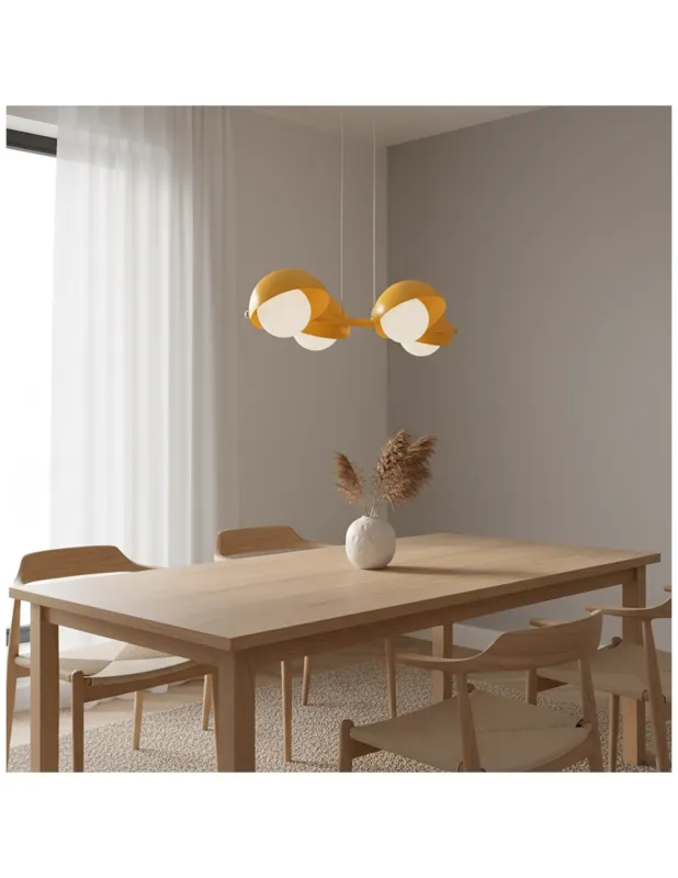 Lampa wisząca 4 punktowa ze szklanymi kulami Boom 60cm opal / pomarańczowy Emibig Taniej