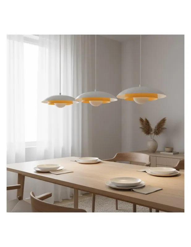 Lampa wisząca 3 punktowa ze szklanymi kulami na listwie Skin 95cm opal / pomarańczowy / biały Emibig Szybka wysyłka