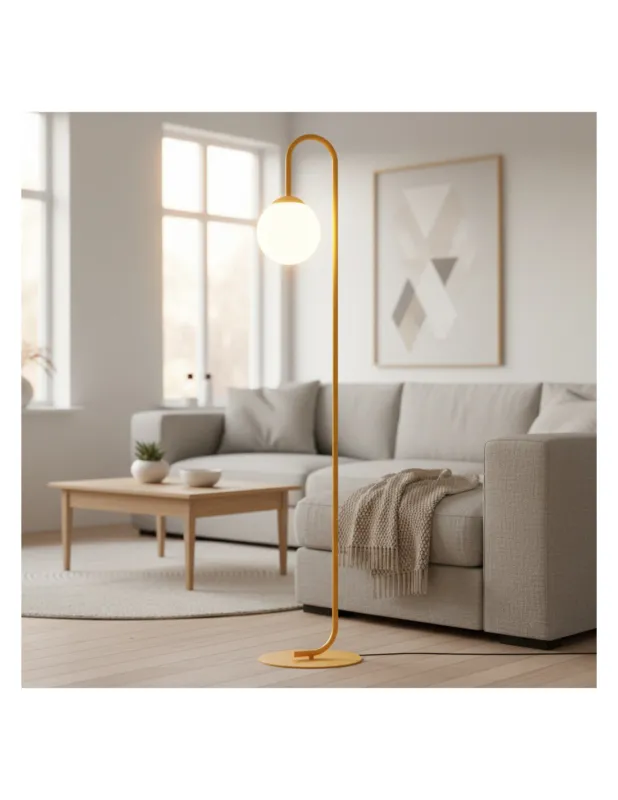 Lampa podłogowa pomarańczowa z białą szklaną kulą Flor 150cm Emibig Bestseller