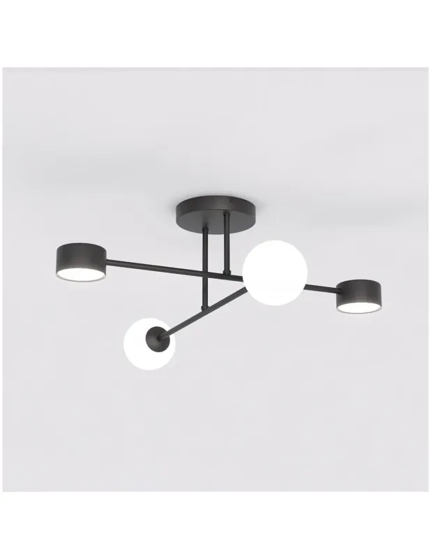 Wysoka jakość Lampa sufitowa 4 punktowa Holon 64cm opal / czarny Emibig