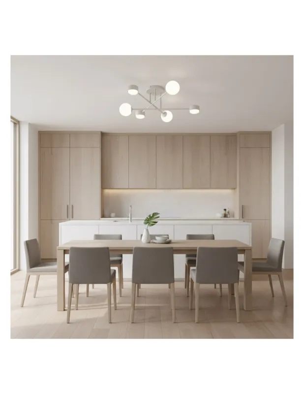 Darmowy zwrot Lampa sufitowa 6 punktowa Holon 64cm opal / biały Emibig