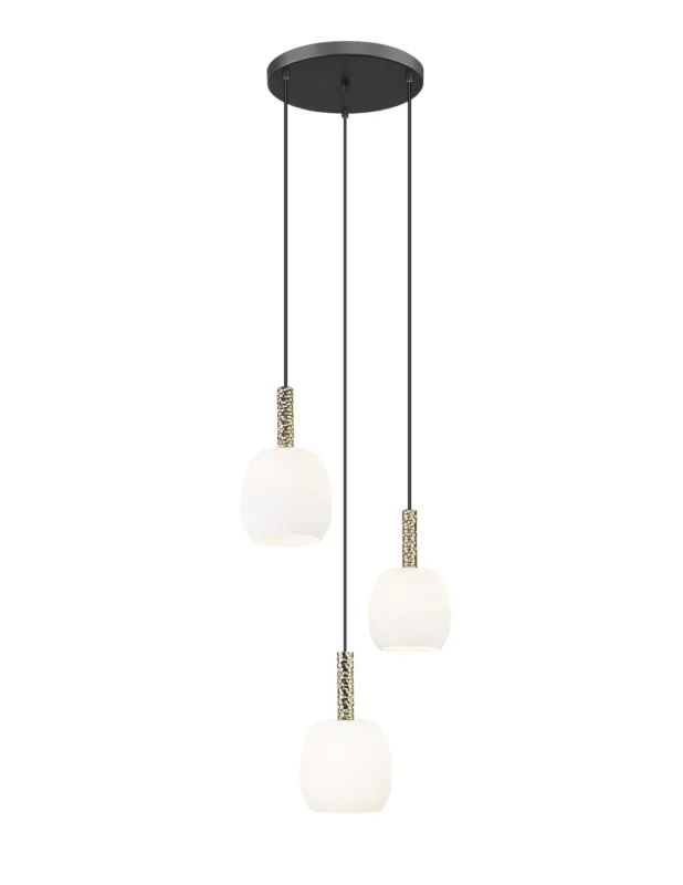 Łatwy zwrot Lampa wisząca szklana 3 punktowa Calvo 41cm opal / czarny / złoty ZumaLine
