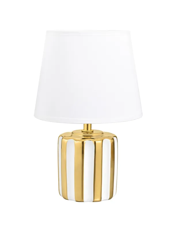 Dodaj do koszyka Lampa stołowa ceramiczna z abażurem HS9143 biało-złota ZumaLine