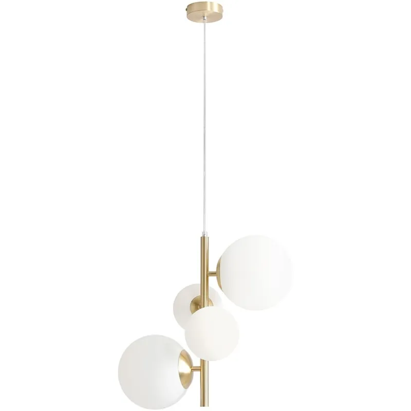 Oferta Lampa wisząca 4 szklane kule Bloom biało-mosiężna Aldex