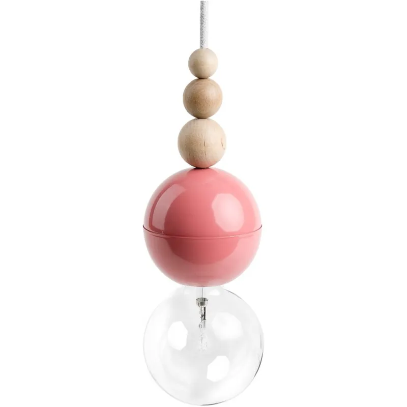 Promocja Lampa wisząca żarówka na kablu Loft Bala różowy/srebrzysta skała Kolorowe kable