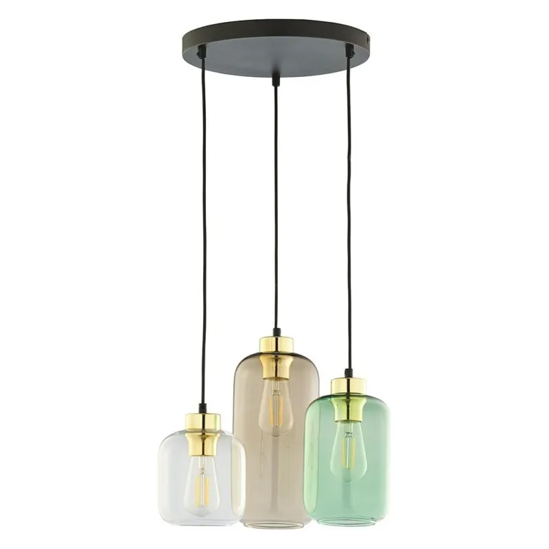 Hit sprzedaży Lampa szklana potrójna Marco Green II multikolor TK Lighting