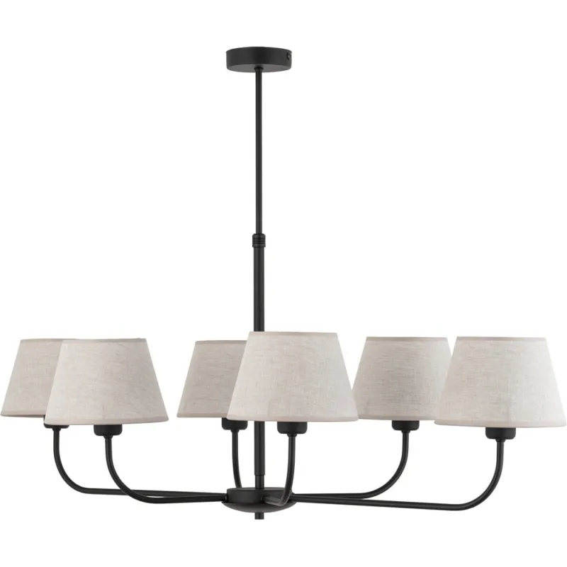 Żyrandol wiszący z 6 abażurami Chicago 70 beżowo-czarny TK Lighting Łatwy zwrot
