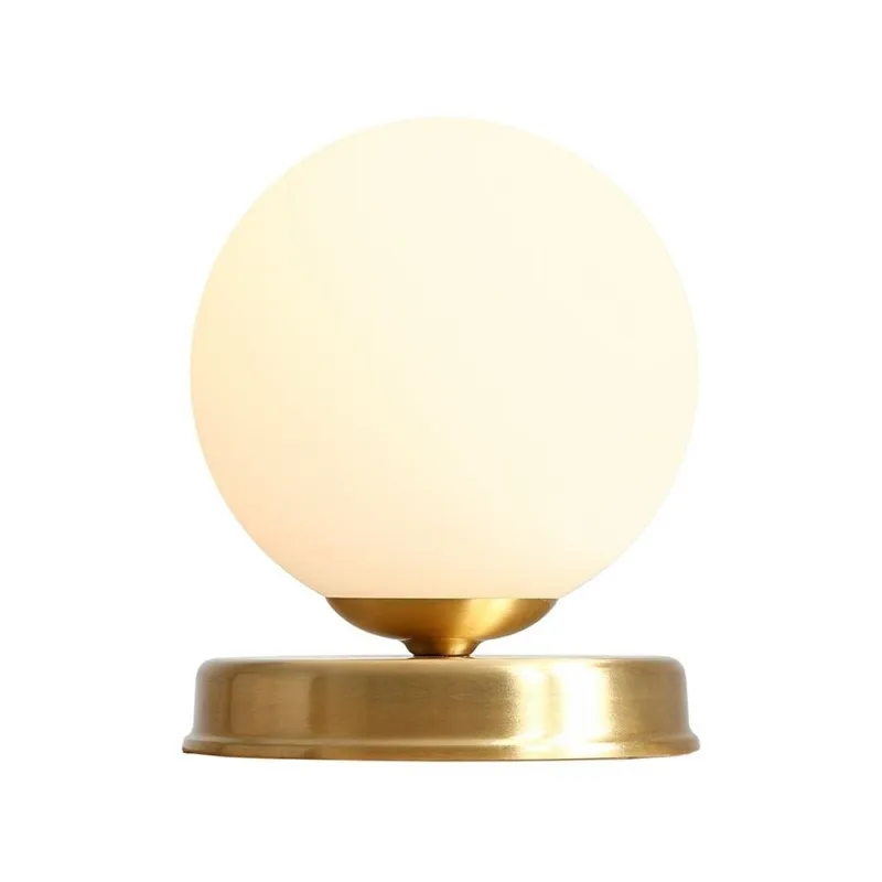 Lampa stołowa szklana kula Ball Brass 14 biało-mosiężna Aldex Premium