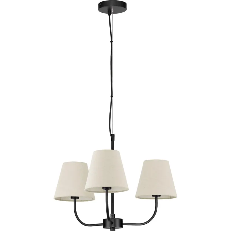 Żyrandol wiszący z abażurami Eleni III 52cm kremowy / czarny Okazja