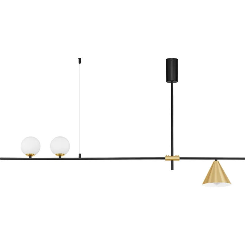 Lampa wisząca podłużna retro Antipe 123cm mosiądz / czarny Kup online