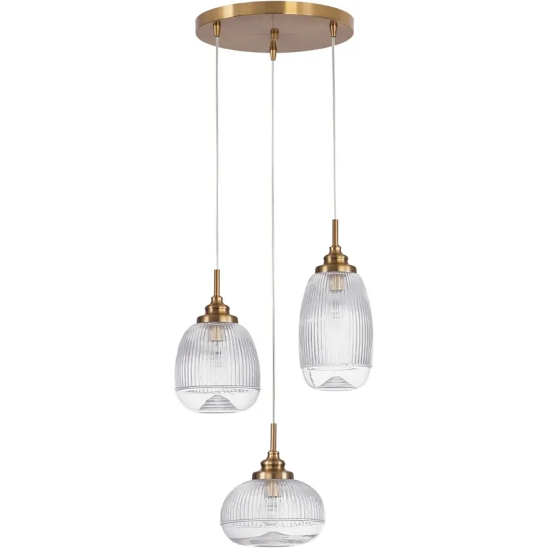 Rabat Lampa wisząca szklana vintage Tripsi III 49cm przeźroczysty / złoty mosiądz