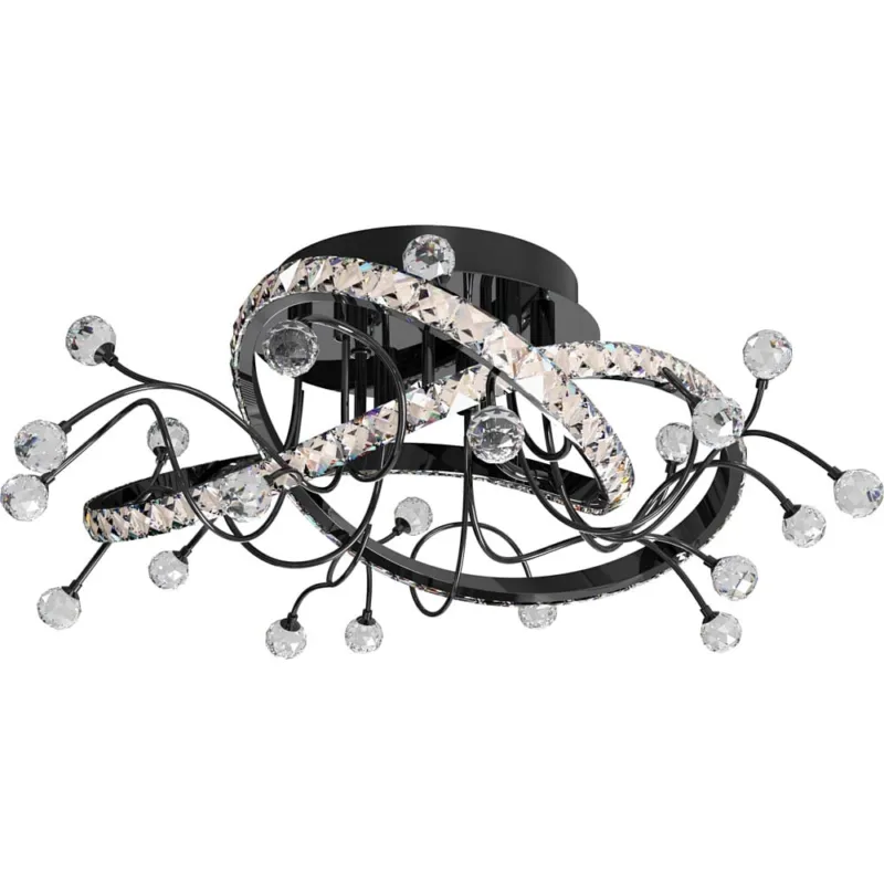 Super okazja Plafon z kryształkami Maia LED 58cm czarny / chrom Zumaline