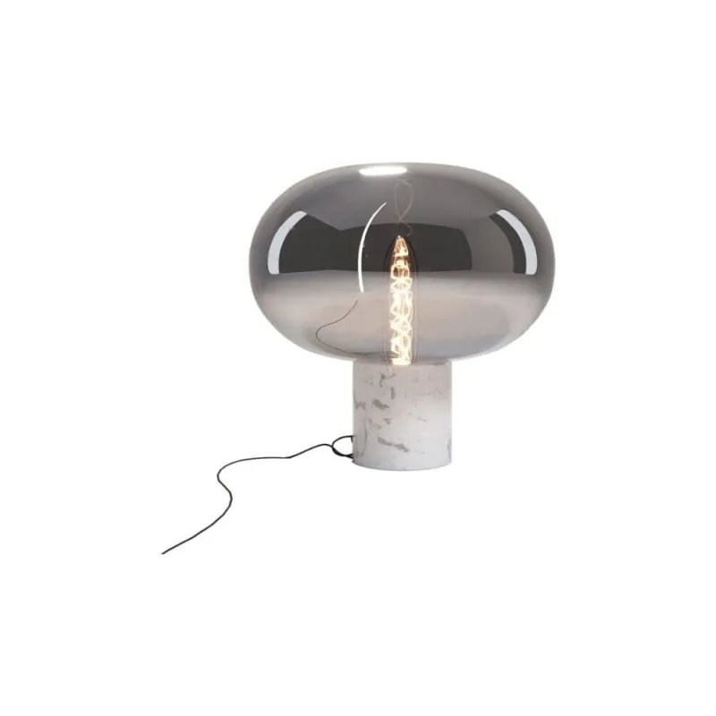 Bezpieczne zakupy Lampa stołowa szklana Moonstone 45cm dymione szkło / biały marmur Maxlight