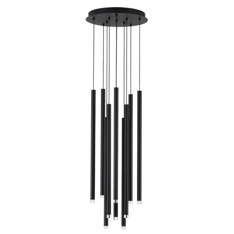 Ostatnie sztuki Czarna lampa wisząca Bala Ring 10 z kloszami w kształcie tuby