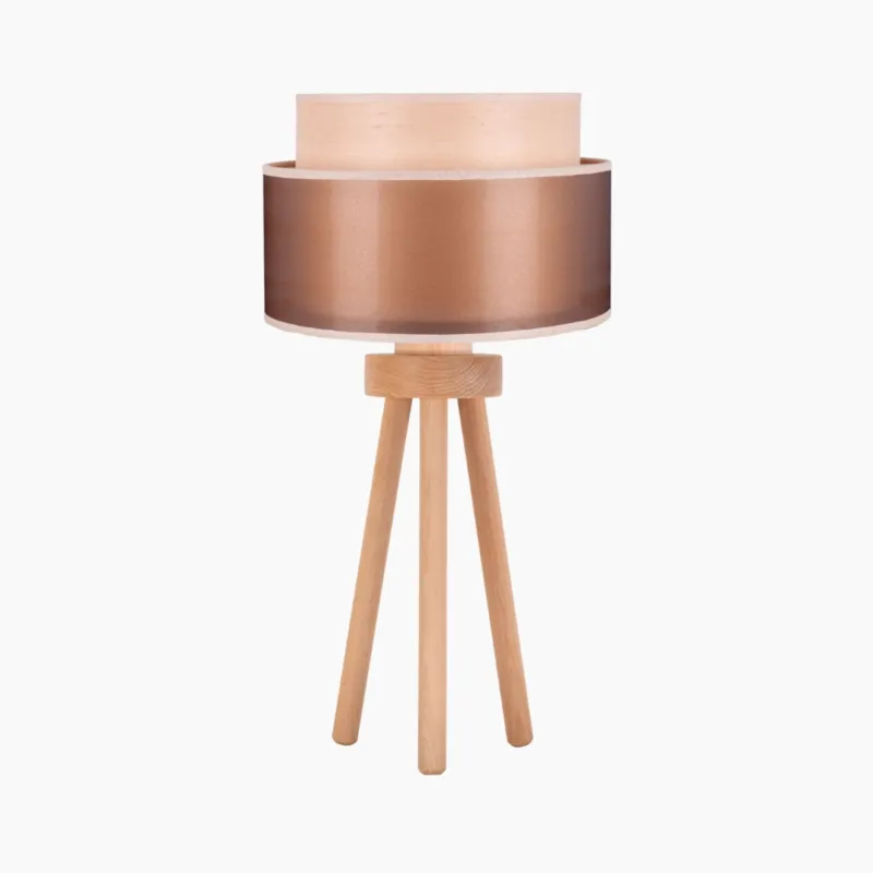 Stylowa lampa stołowa Wood Boho na trójnogu Nowy