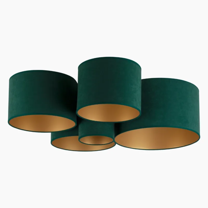 Szybka dostawa Zamszowa lampa sufitowa Golden 5 w zielonym kolorze