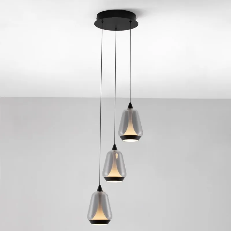 Potrójna lampa wisząca Rorizno 3 na okrągłej podsufitce Wyjątkowa oferta