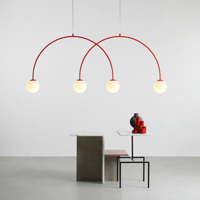 Popularny Łukowa lampa wisząca w intensywnym czerwonym kolorze Una 4