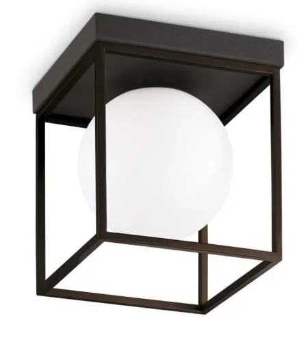 Ostatnie sztuki Lampa sufitowa biała kula szklana w czarnej ramie metalowej Ideal Lux 327853 Lingotto pl1 E14