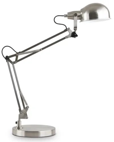 Szybka wysyłka Niklowana lampa biurkowa kreślarska z ramieniem przegubowym Ideal Lux 313351 Johnny tl1 E14