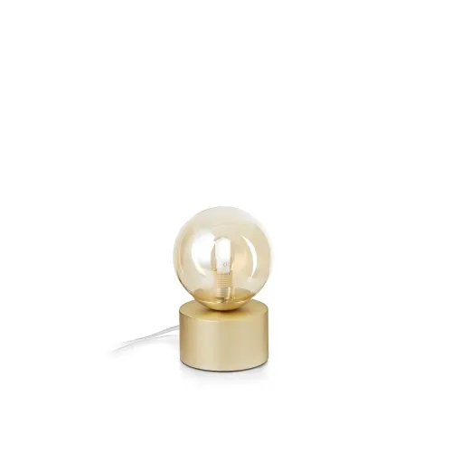 Hit sprzedaży Bursztynowa lampa stołowa kula szklana Ideal Lux 317823 Perlage tl1 G9 10cm