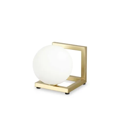 Super okazja Lampa stołowa w kolorze mosiężnym szklana kula na metalowej ramie Ideal Lux 284361 Angolo tl1 G9