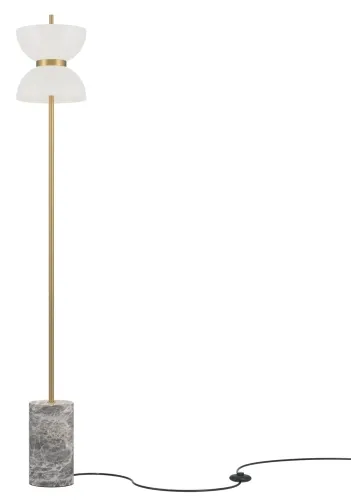 Złoto szara prosta lampa stojąca podłogowa z białym kloszem Maytoni MOD178FL-L11G3K Kyoto LED 11W 3000K 145cm Ekspresowa dostawa
