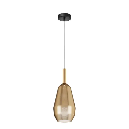 Zniżka Nowoczesna czarno złota lampa wisząca z bursztynowym kloszem Maytoni MOD271PL-01B7 Duality E27 16cm