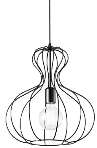 Oferta czasowa Czarna owalna lampa wisząca druciana Ideal Lux 148502 Ampolla-1 sp1 E27 35cm
