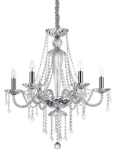 Wyjątkowa oferta Klasyczny żyrandol z kryształami Ideal Lux 168753 Amadeus sp6 6xE14 67cm