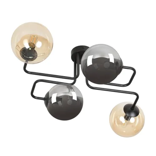 Czarna lampa sufitowa z kloszami dymnymi i bursztynowymi Emibig 843/4M2 Brendi Mix2 4xE14 55cm Premium
